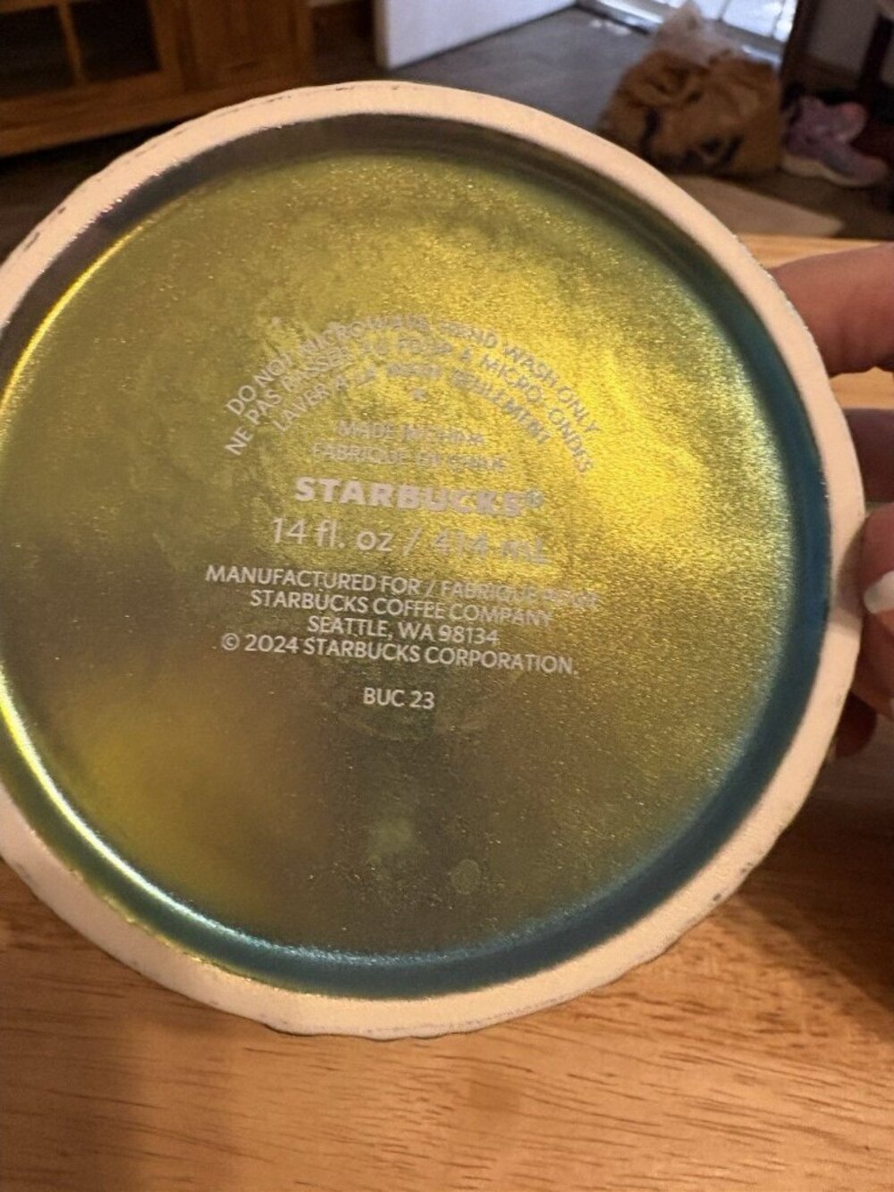 Starbucks 2024 Spring Green Siren Tail Iridescent Ceramic Mug Inside Logo - V - Picture 7 of 7